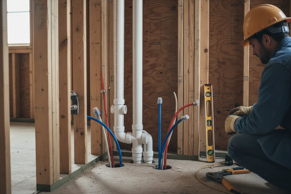 Drain and supply rough-in during Leak Detection in Dupont
